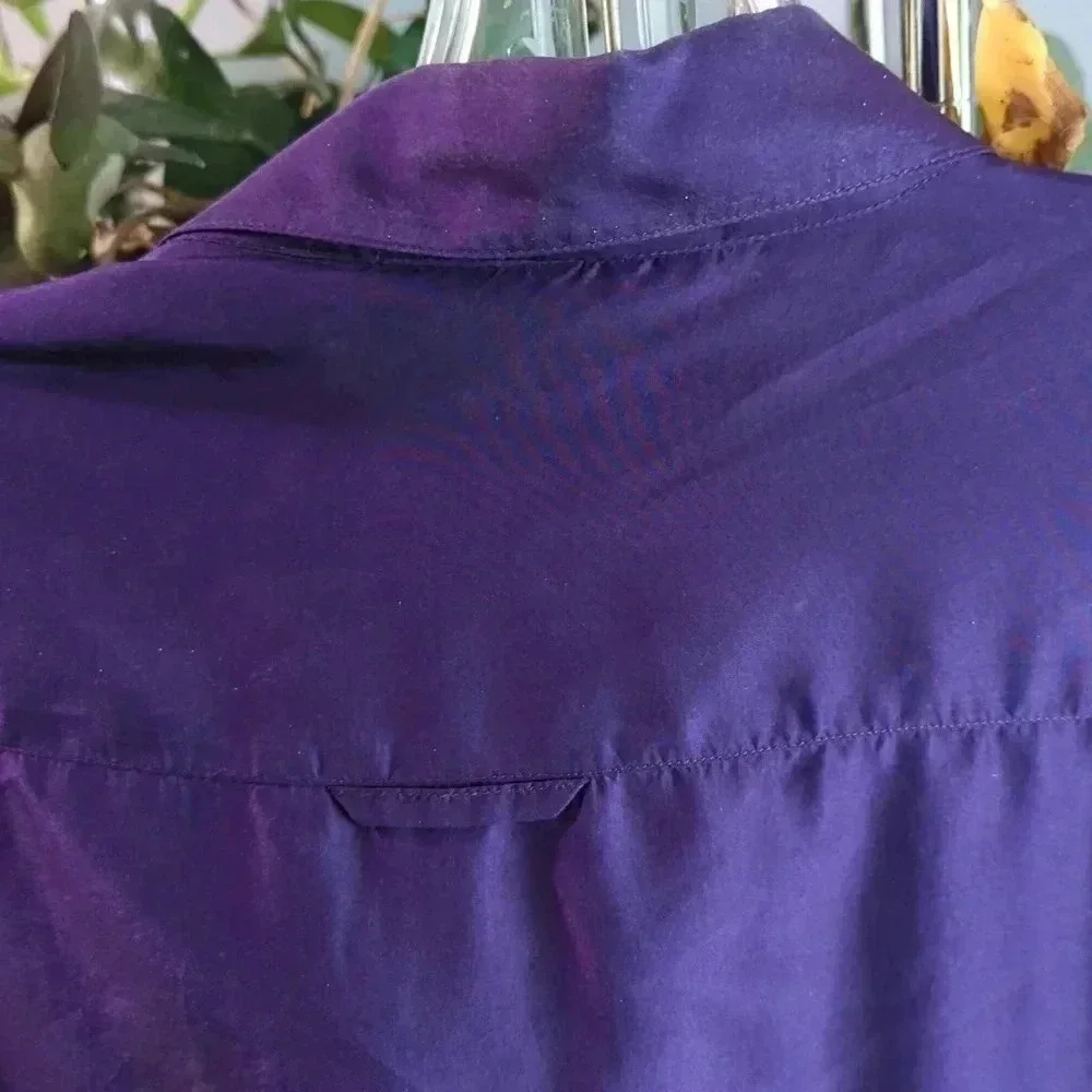Royal Purple Silk  blouse - Picture 3 of 6
